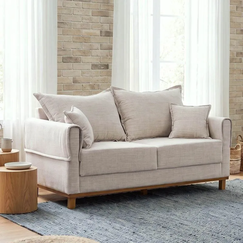 Sofá Living 2 Lugares 160cm Linho Ananda Cabecasa Madeiraoriginals Bege/creme Bege