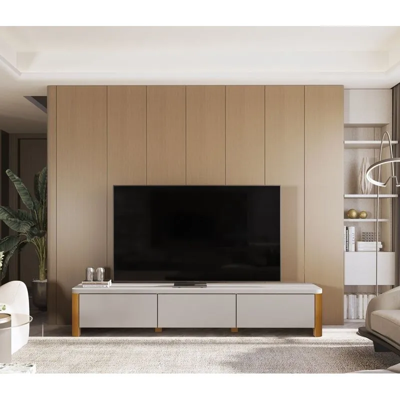 Rack Monaco 1.8 Para TV Até 75 Polegadas 3 Gavetas Pés Em Madeira Maciça Fendi