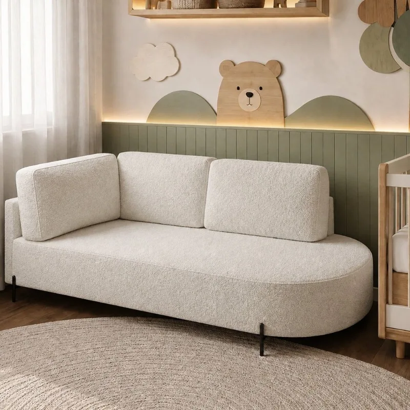 Cama Babá Infantil Orgânica Lado Direito para Quarto de Bebê Afeto Gelo