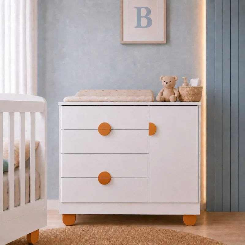 Cômoda Sapateira para Quarto de Bebê 100% MDF com Porta Apolo Branco
