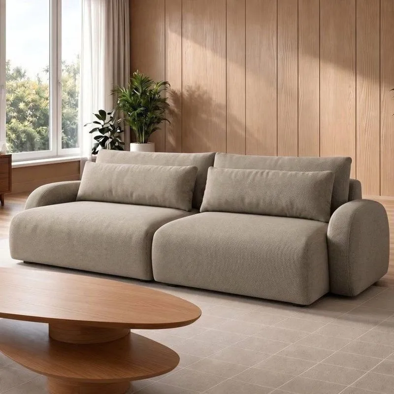 Sofá Cama Modular Orgânico Retrátil 4 Lugares 270cm Base Madeira Maciça Oxford Cinza