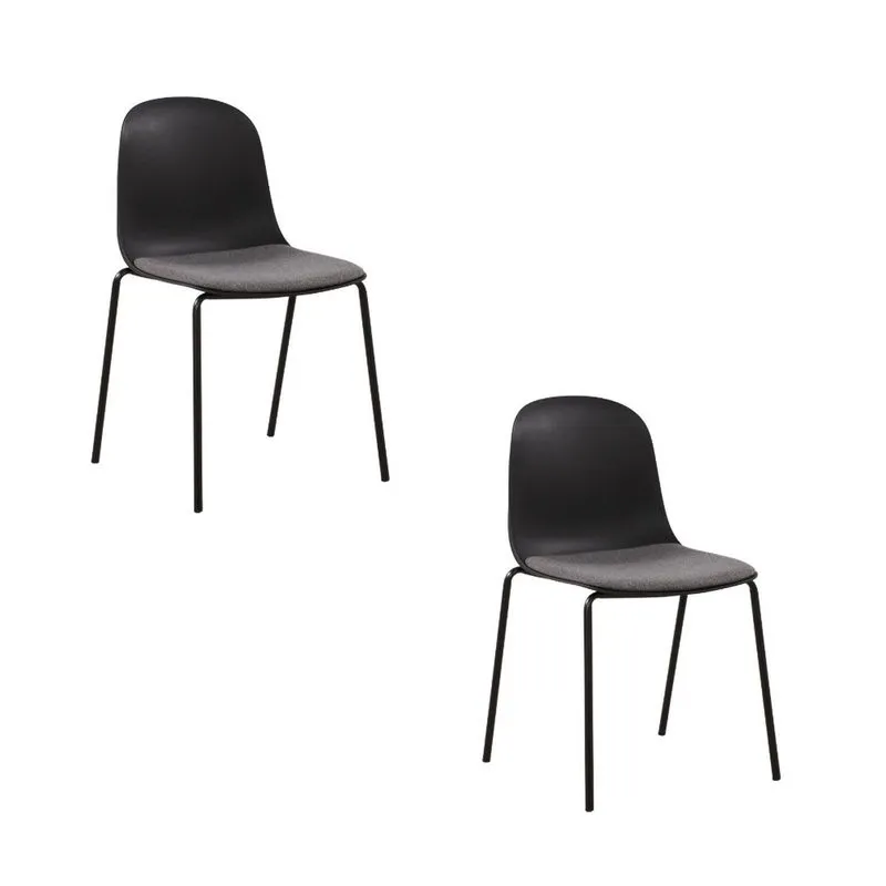 Kit Com 2 Cadeiras Bilbao Assento Em Polipropileno Com Almofada E Base Aço Com Pintura Epóxi - Preto