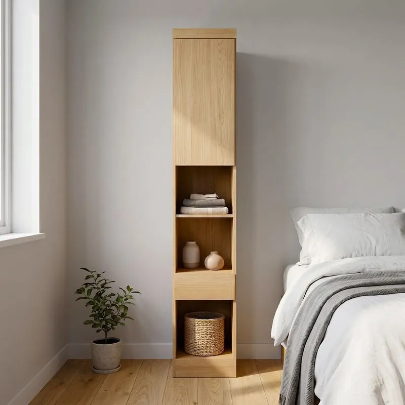 Módulo De Guarda Roupa Com Mesa De Cabeceira 100% Mdf Cairo Cinamomo