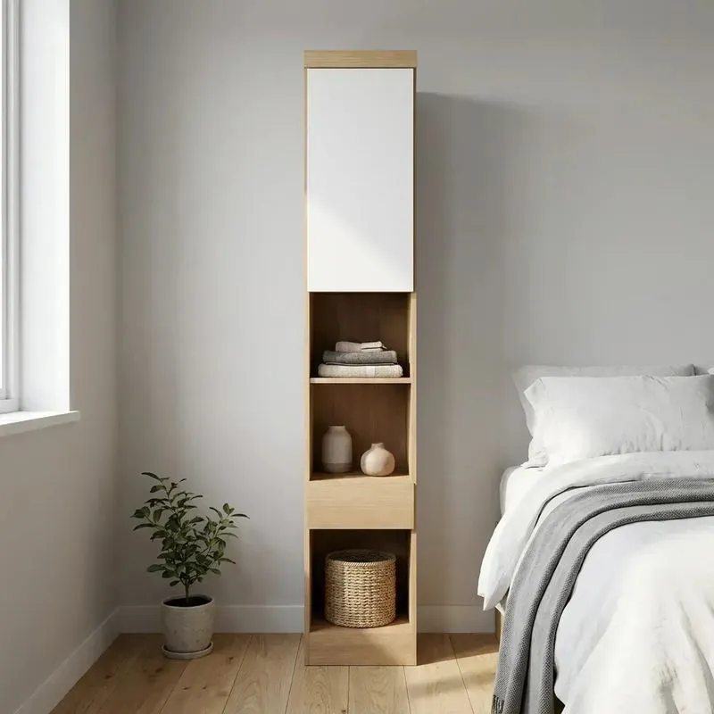 Módulo De Guarda Roupa Com Mesa De Cabeceira 100% MDF Cairo Cinamomo Fendi