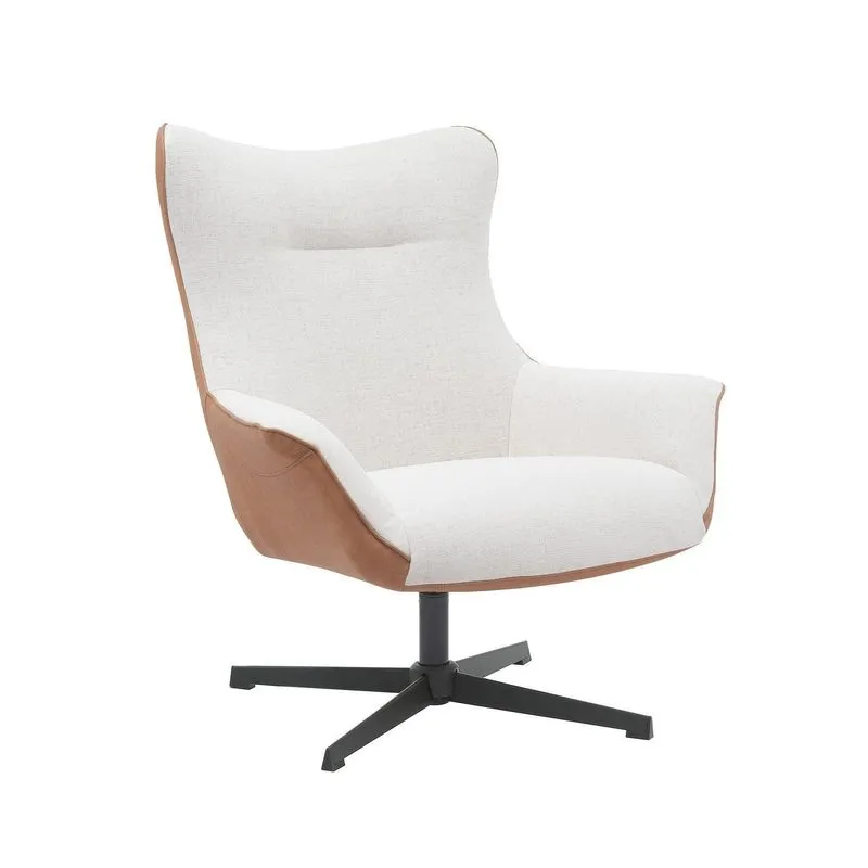 Poltrona Metropolitan Assento Giratório Em Tecido/Couro Ecológico E Base Em Aço - Caramelo + Nude Caramelo + Nude