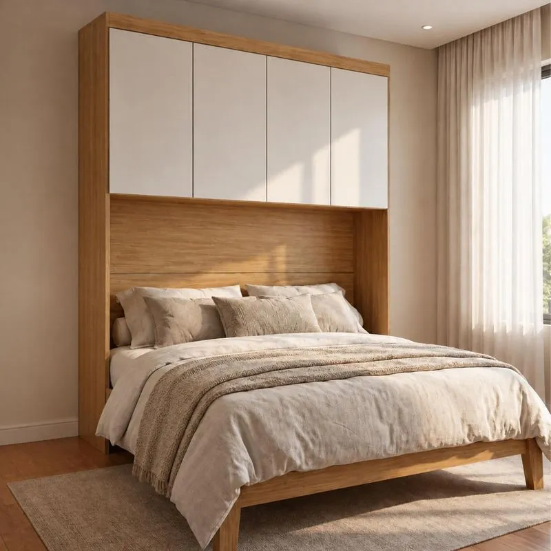 Módulo De Guarda Roupa Aéreo Cabeceira Queen 167,6cm 100% Mdf Cairo Cinamomo