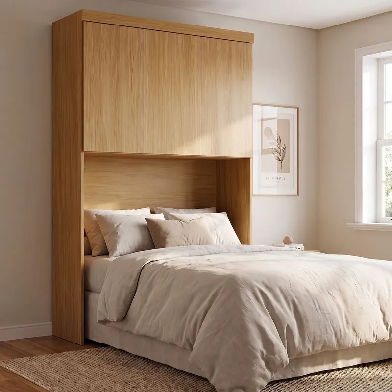 Módulo De Guarda Roupa Aéreo Cabeceira Casal 145cm 100% MDF Cairo Cinamomo