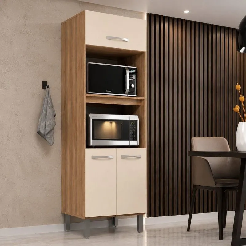 Paneleiro Torre Quente Forno E Micro-ondas Castanho Off Castanho/offwhite