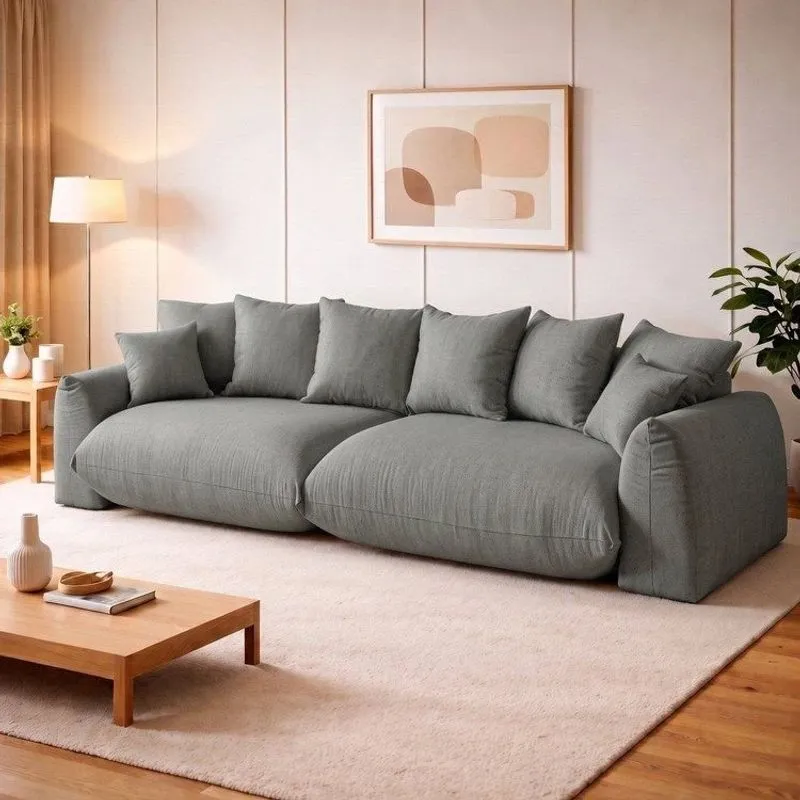 Sofá Cama Modular Orgânico Retrátil 4 Lugares Base Madeira Maciça 290cm Marrocos Verde Pistache