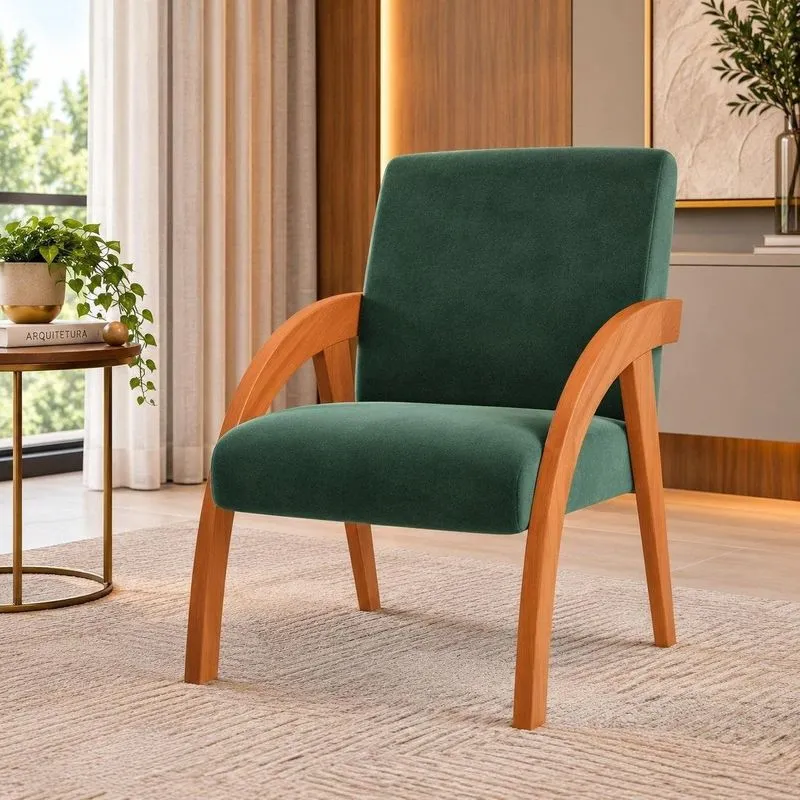 Poltrona Decorativa Veludo Duda Oliva