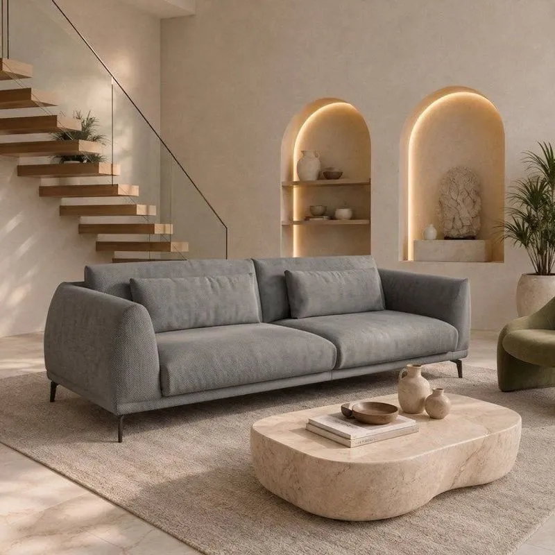 Sofá Living 4 Lugares Com Almofadas 230cm Siena Veludo Verde