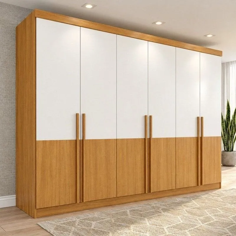 Guarda Roupa Casal 6 Portas 4 Gavetas Carter Cinamomo/Off White