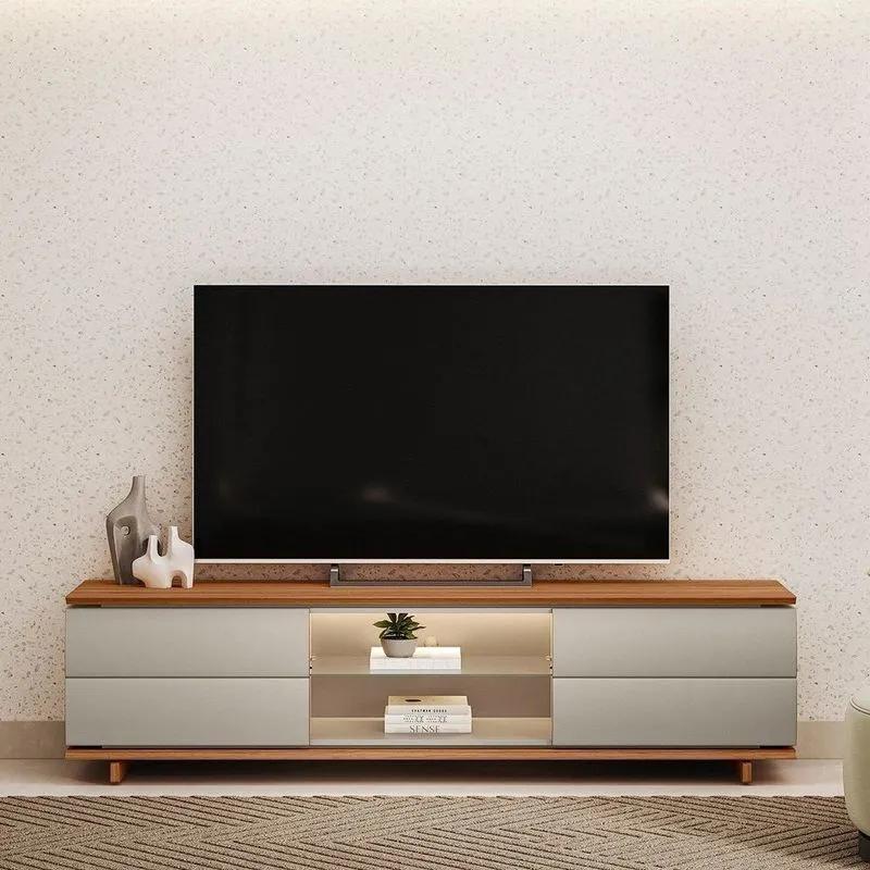 Rack Córdoba Para TV De Até 85" Linea Brasil Canela/Gris Fosco