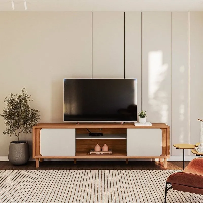 Rack Belém Para TV De Até 75" Linea Brasil Canela/Off White