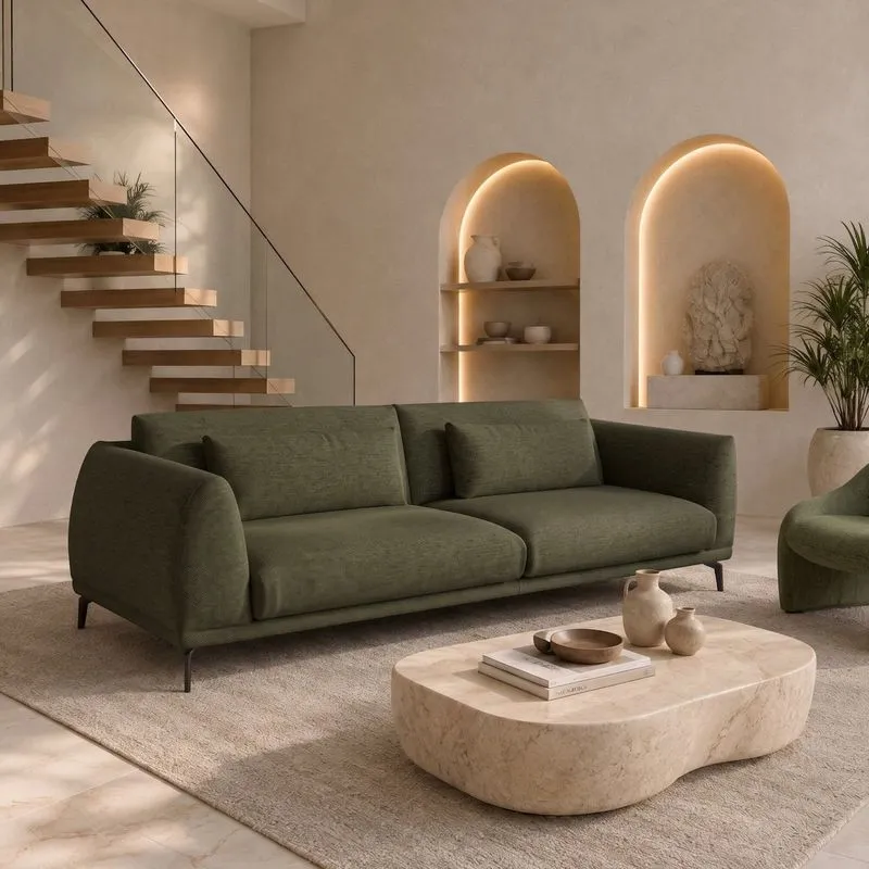 Sofá Living 4 Lugares Com Almofadas 250cm Siena Verde