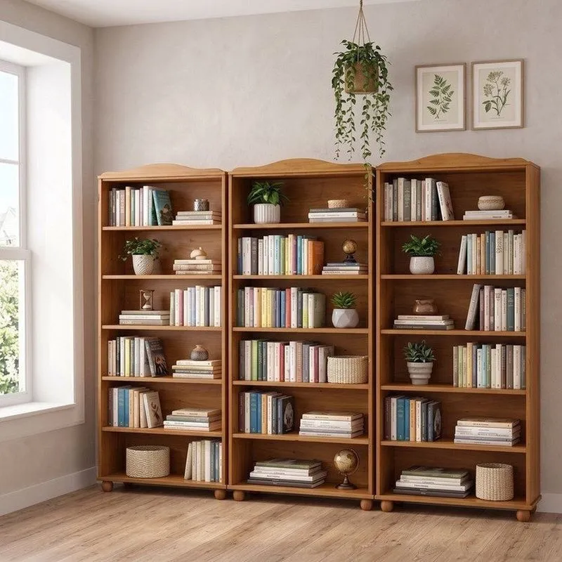Kit 3 Estantes De Livros 85cmx190cm Rústica 100% Madeira Maciça 5 Prateleiras Rubi Marrom/freijó Freijó