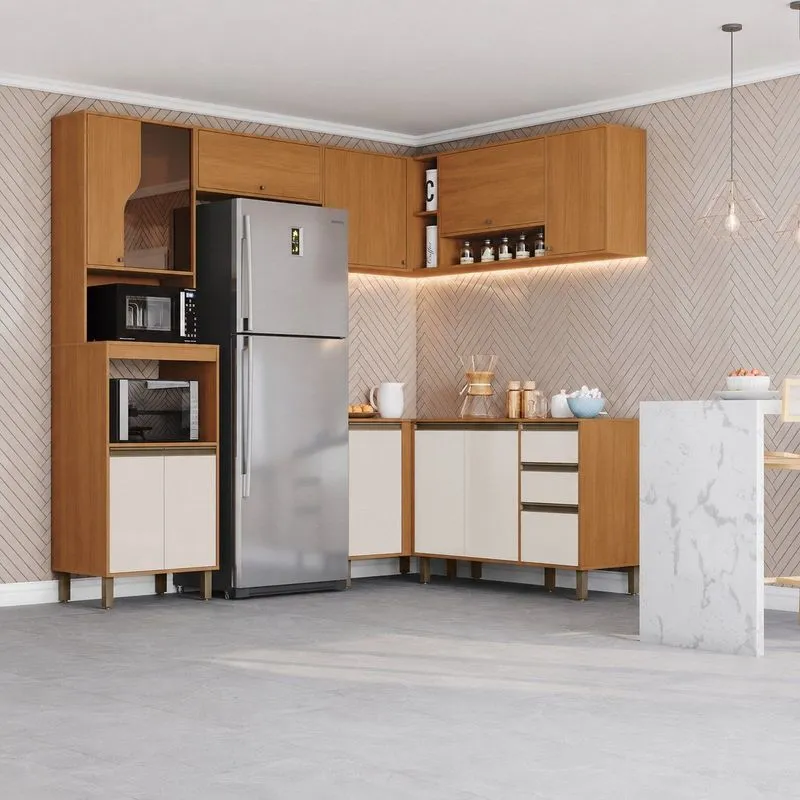 Cozinha Completa 6 Peças Com Torre Quente 1 Forno E Paneleiro Venaly Cinamomo/Off White