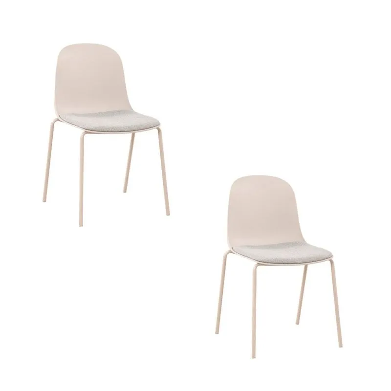 Kit Com 2 Cadeiras Bilbao Assento Em Polipropileno Com Almofada E Base Aço Com Pintura Epóxi - Nud Nude