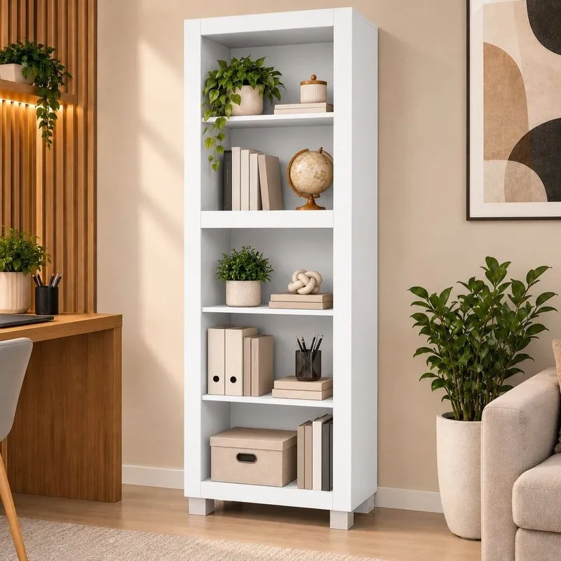 Estante Multiuso 5 Prateleiras Dubai Espresso Móveis Branco