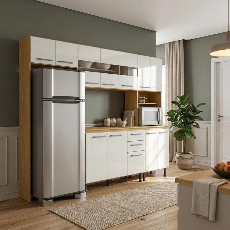 Cozinha Compacta 4 Peças 11 Portas 246cm Com Tampo Sinai/Branco
