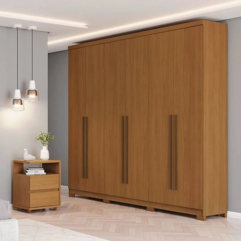 Conjunto Quarto Adulto Guarda-roupa Mesa De Cabeceira New Jade Cinamomo
