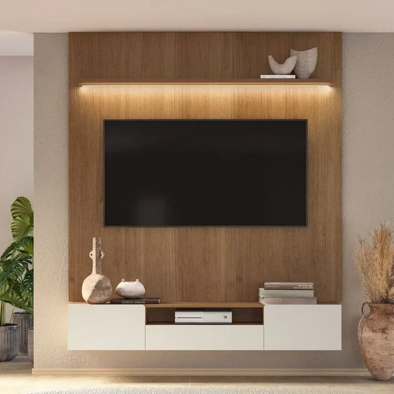 Conjunto Painel De Parede David E Painel Liverpool Cinamomo/Off White