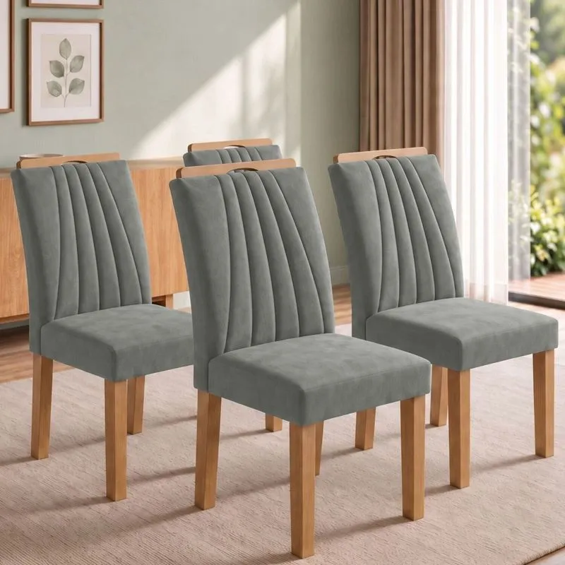 Conjunto 4 Cadeiras Para Sala De Jantar Arizona Cinamomo/cinza