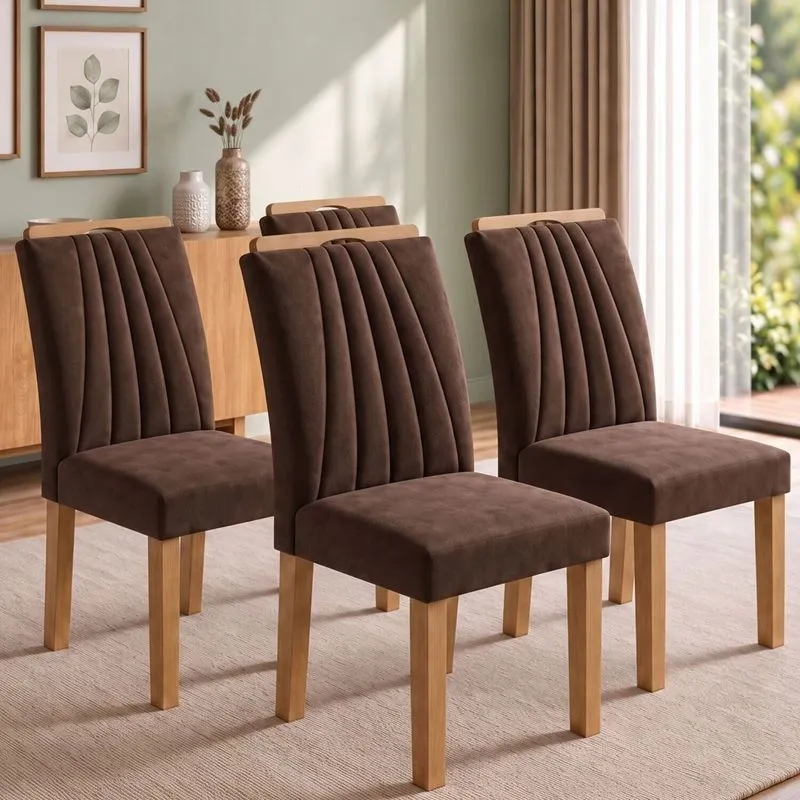Conjunto 4 Cadeiras Para Sala De Jantar Arizona Cinamomo/marrom