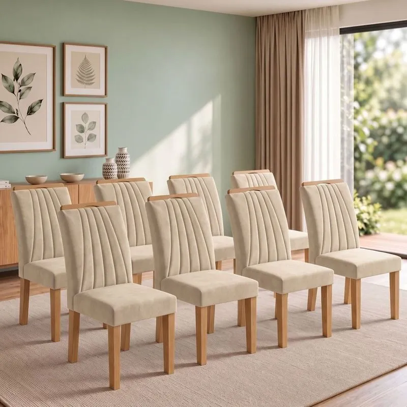 Conjunto 8 Cadeiras Para Sala De Jantar Arizona Cinamomo/bege