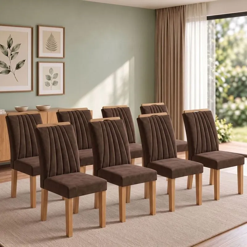 Conjunto 8 Cadeiras Para Sala De Jantar Arizona Cinamomo/marrom