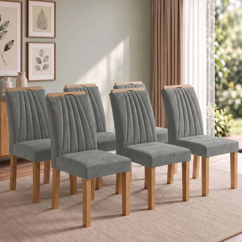 Conjunto 6 Cadeiras Para Sala De Jantar Arizona Cinamomo/cinza