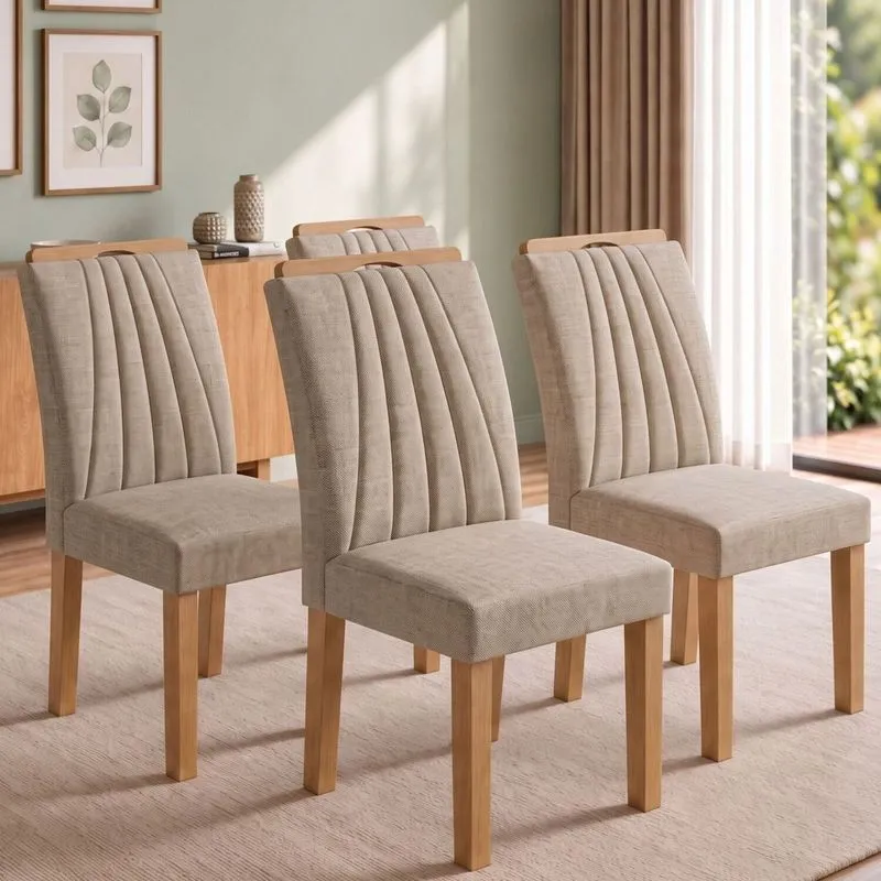 Conjunto 4 Cadeiras Para Sala De Jantar Arizona Cinamomo/bege