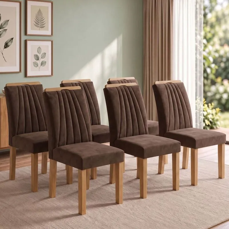 Conjunto 6 Cadeiras Para Sala De Jantar Arizona Cinamomo/marrom