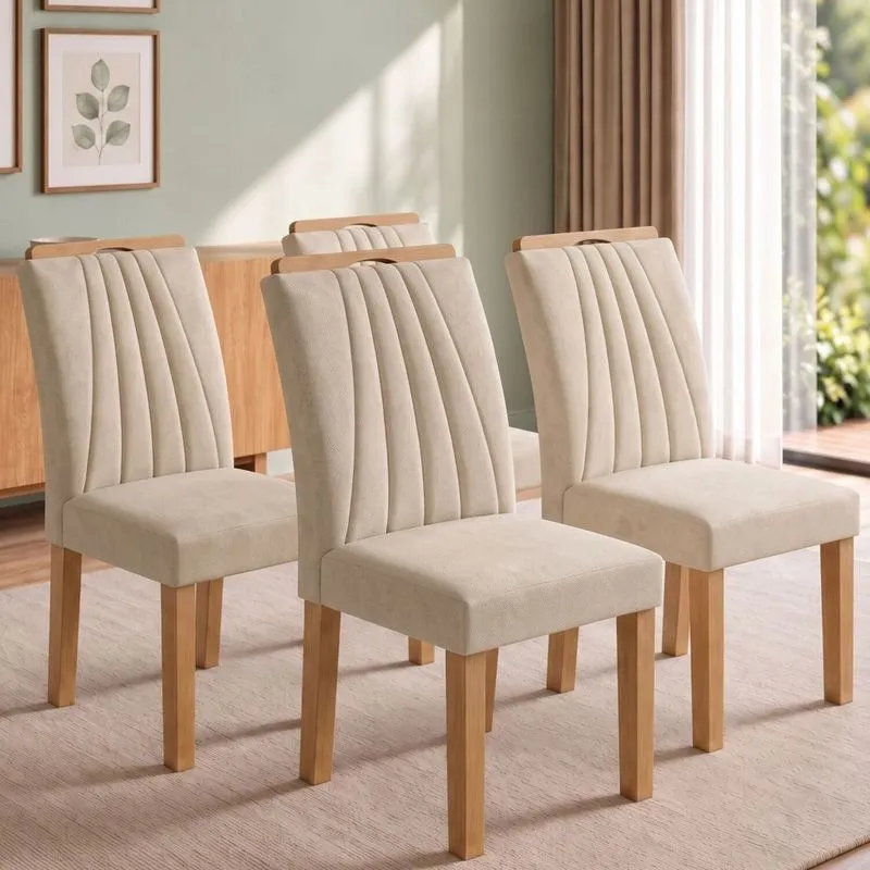 Conjunto 4 Cadeiras Para Sala De Jantar Arizona Cinamomo/bege