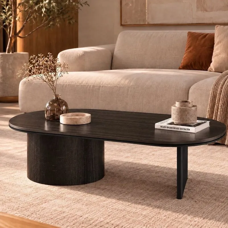 Mesa De Centro Oval Aurora 137 Cm Ébano/black Ébano/black