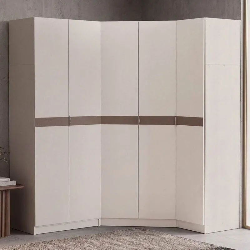 Guarda Roupa Planejado De Canto Oblíquo 5 Portas 3 Peças Hera Cabecasa Madeiraoriginals Cream Cream