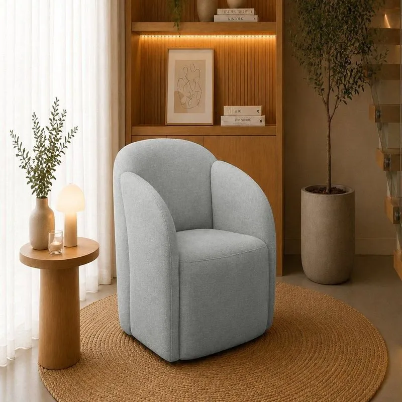 Poltrona Luna Giratória Moderna Com Design Sofisticado E Confortável Cinza