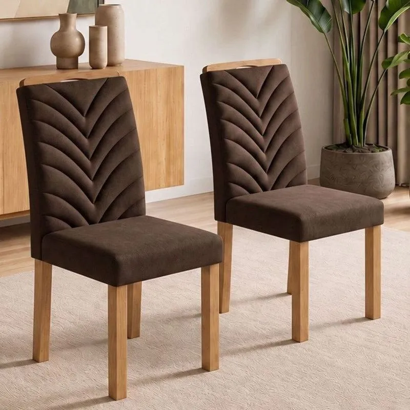 Conjunto 2 Cadeiras Para Sala De Jantar Carol Cinamomo/veludo Marrom