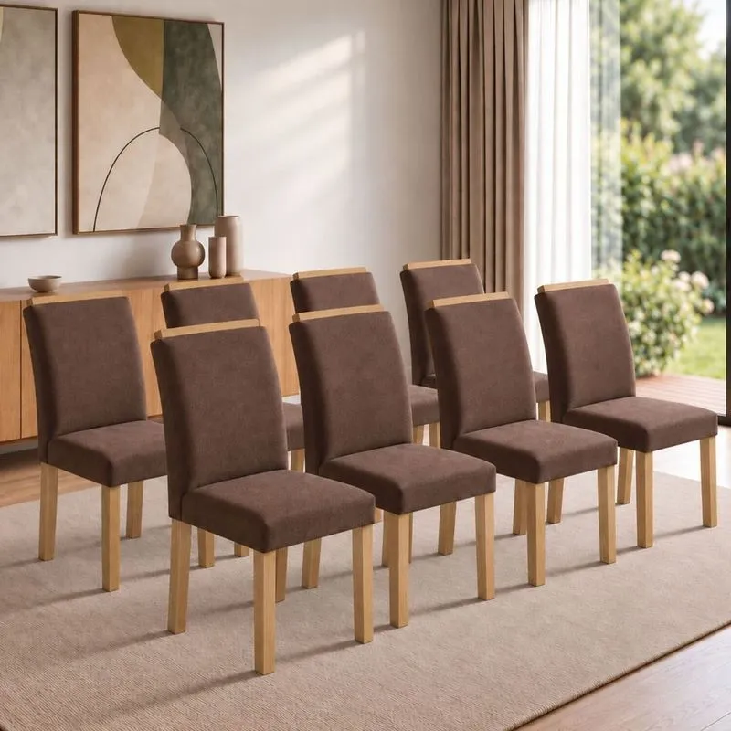 Conjunto 8 Cadeiras Para Sala De Jantar Luisa Cinamomo/veludo Marrom