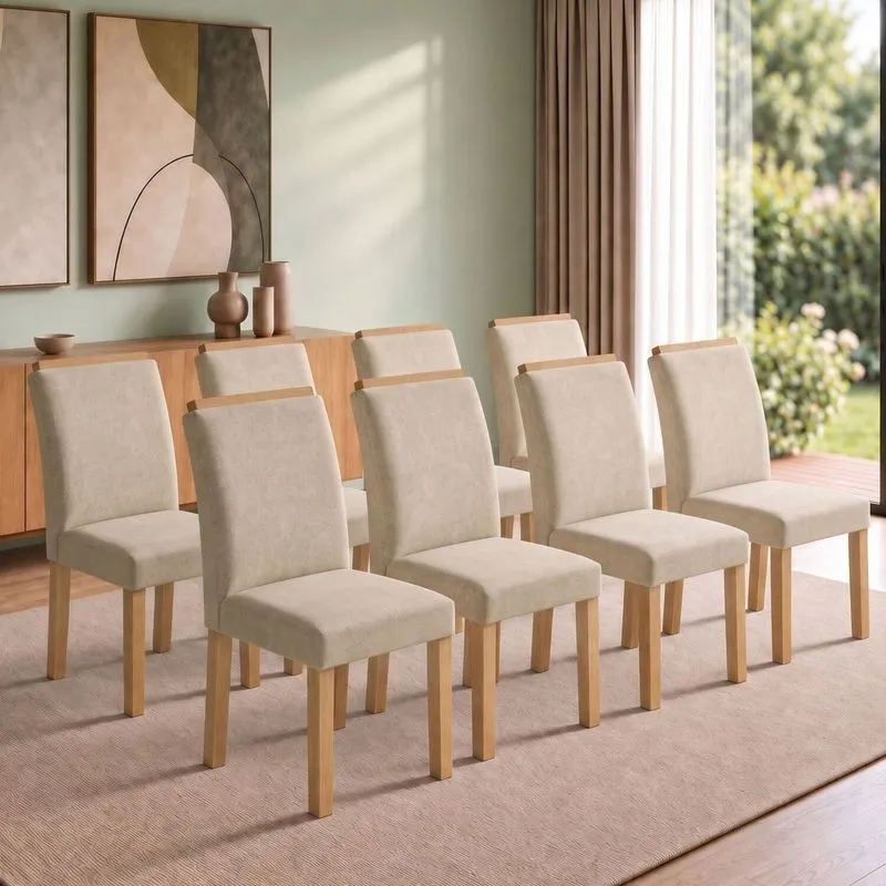 Conjunto 8 Cadeiras Para Sala De Jantar Luisa Cinamomo/veludo Bege