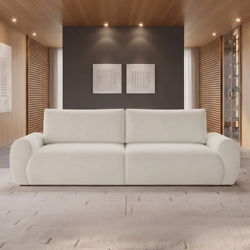 Sofá Living 4 Lugares Chenille Bege Tec.2300 Murale 240cm Yescasa Bege