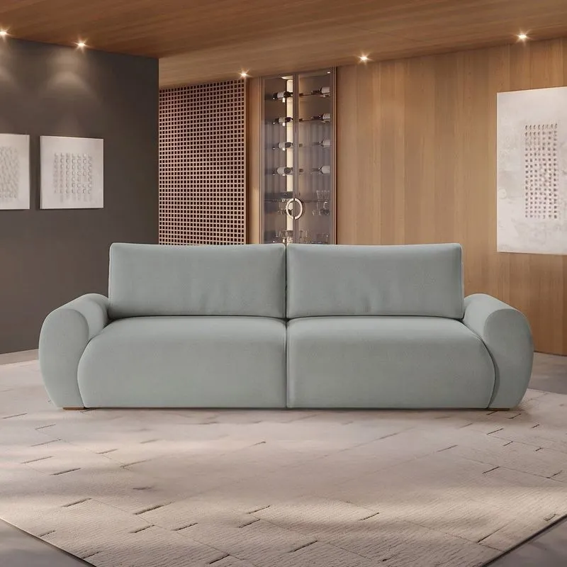 Sofá Living 4 Lugares Chenille Cinza Médio Tec.2302 Murale 240cm Yescasa Cinza Médio