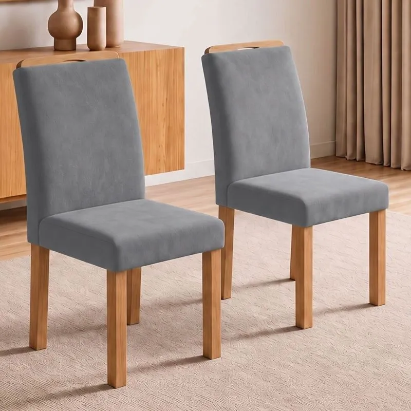 Conjunto 2 Cadeiras Para Sala De Jantar Lyra Cinamomo/veludo Cinza