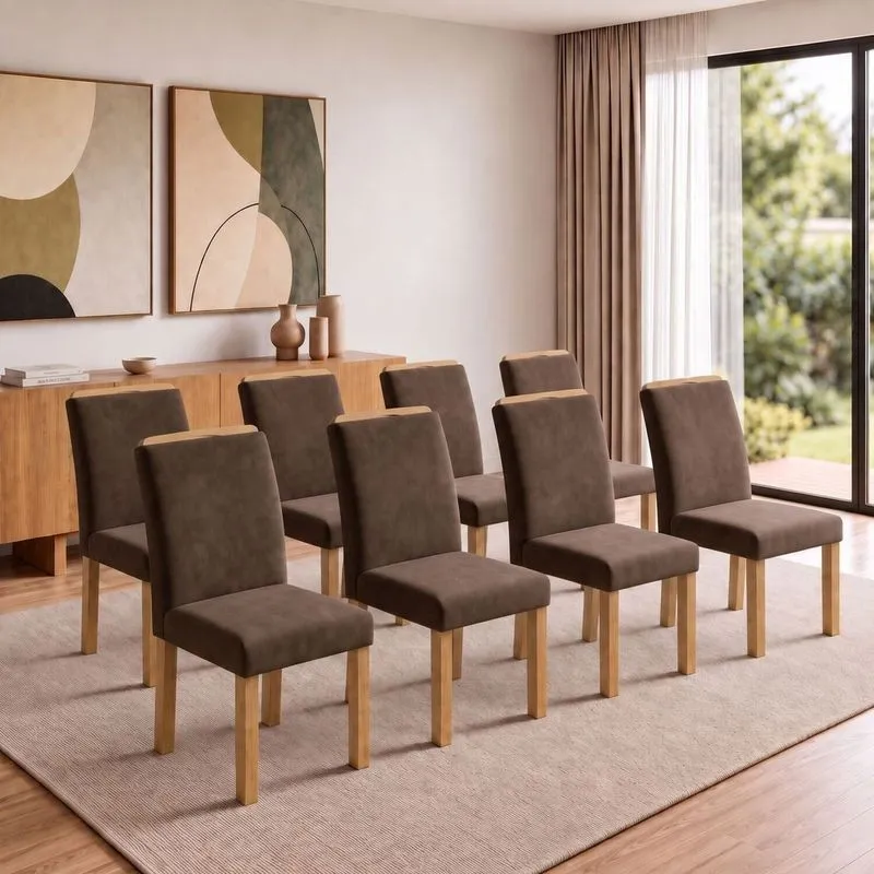 Conjunto 8 Cadeiras Para Sala De Jantar Lyra Cinamomo/veludo Marrom