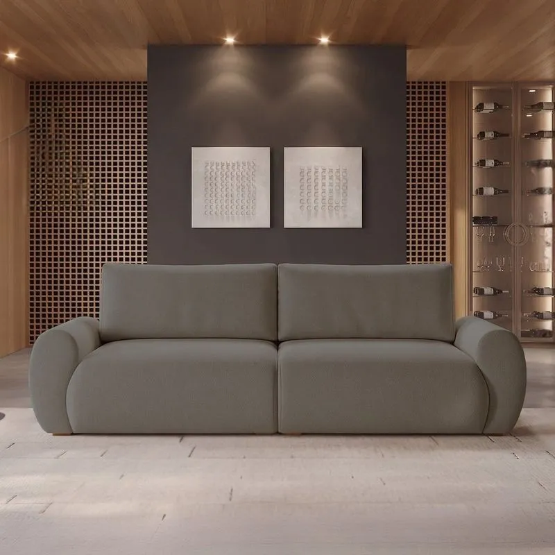 Sofá Living 4 Lugares Chenille Marrom Tec.2304 Murale 240cm Yescasa Marrom