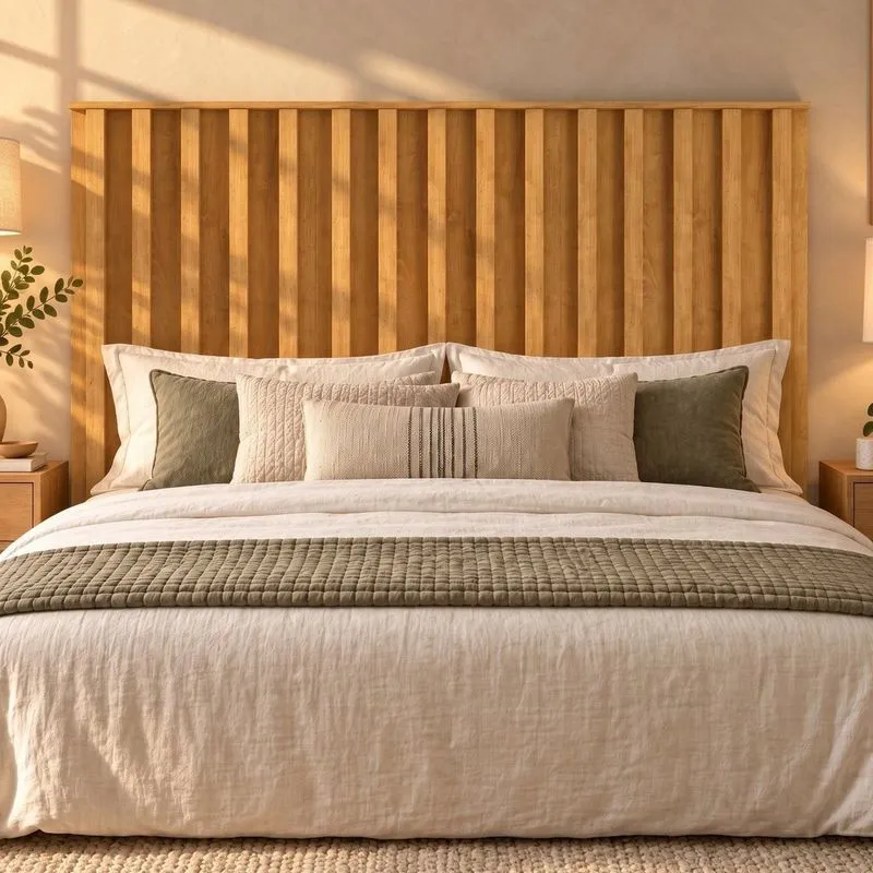 Cabeceira Casal/Queen Painel Ripado 166cm Vitória Peroba