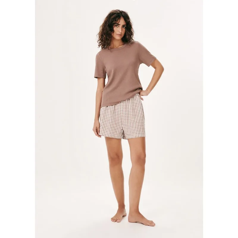 Shorts Feminino 1880 Estampado Textura Anarruga - Marrom M
