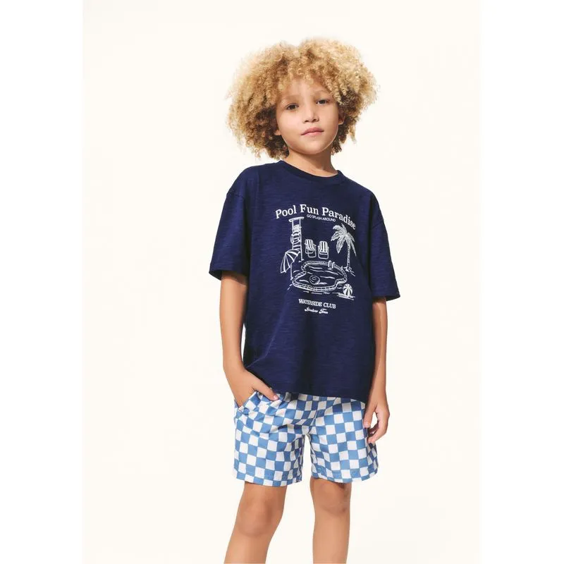 Shorts Infantil Menino Estampado - Azul 002