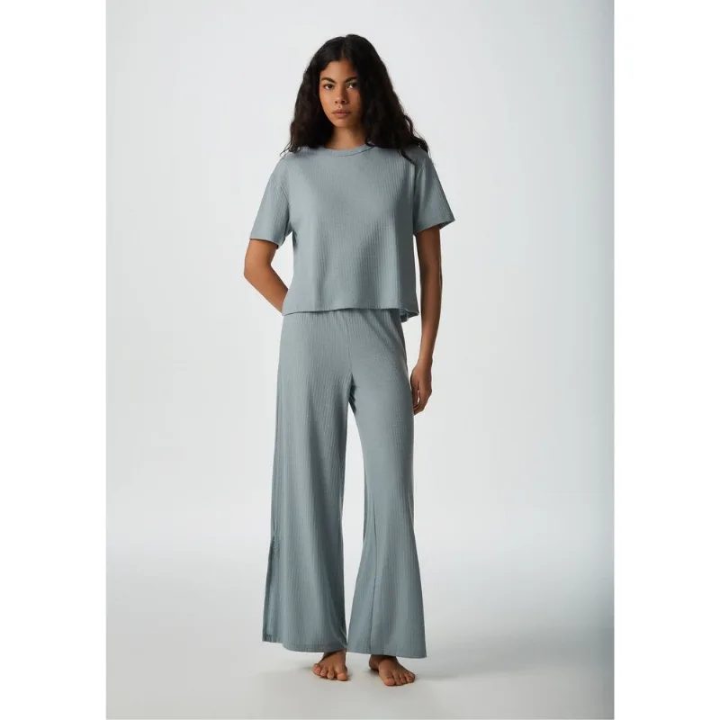 Pijama Longo Feminino Canelado - Verde XG
