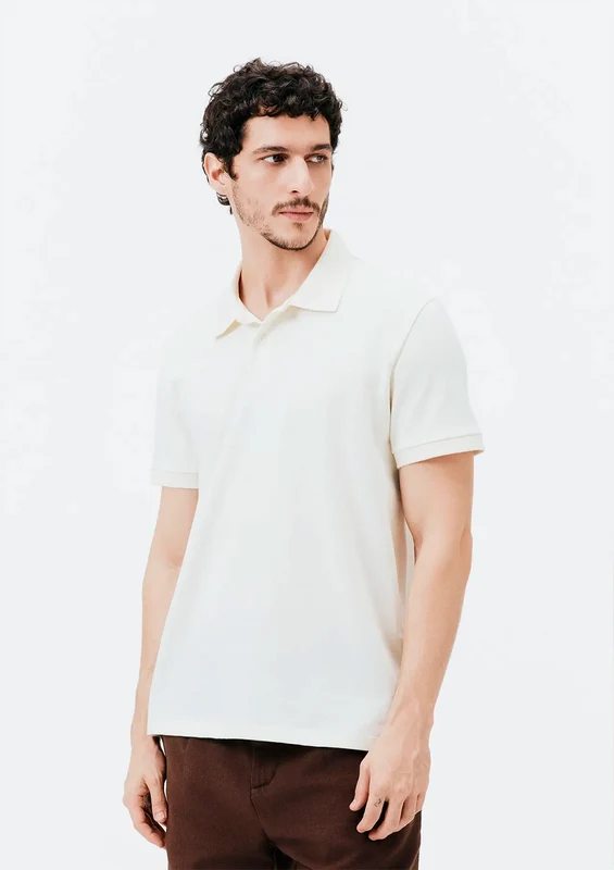 Camisa Polo Manga Curta Em Piquet Hering Masculino - Off White G